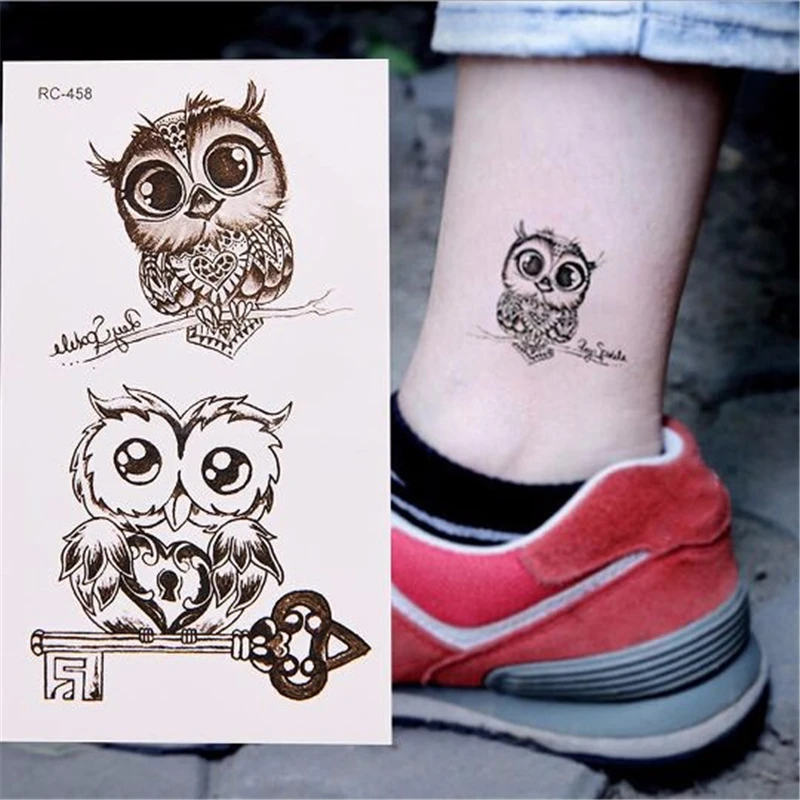 

10pcs/Pack Owl Shape Temporary Sticker Tattoos Water-resistant Temporary Tattoo Non-toxic Easily-operated for Body Art Tools