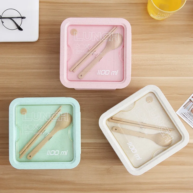 Экологичная пшеничная соломенная квадратная коробка для обеда герметичная Microwavable Bento Box японский стиль пищевой контейнер для школы или офиса