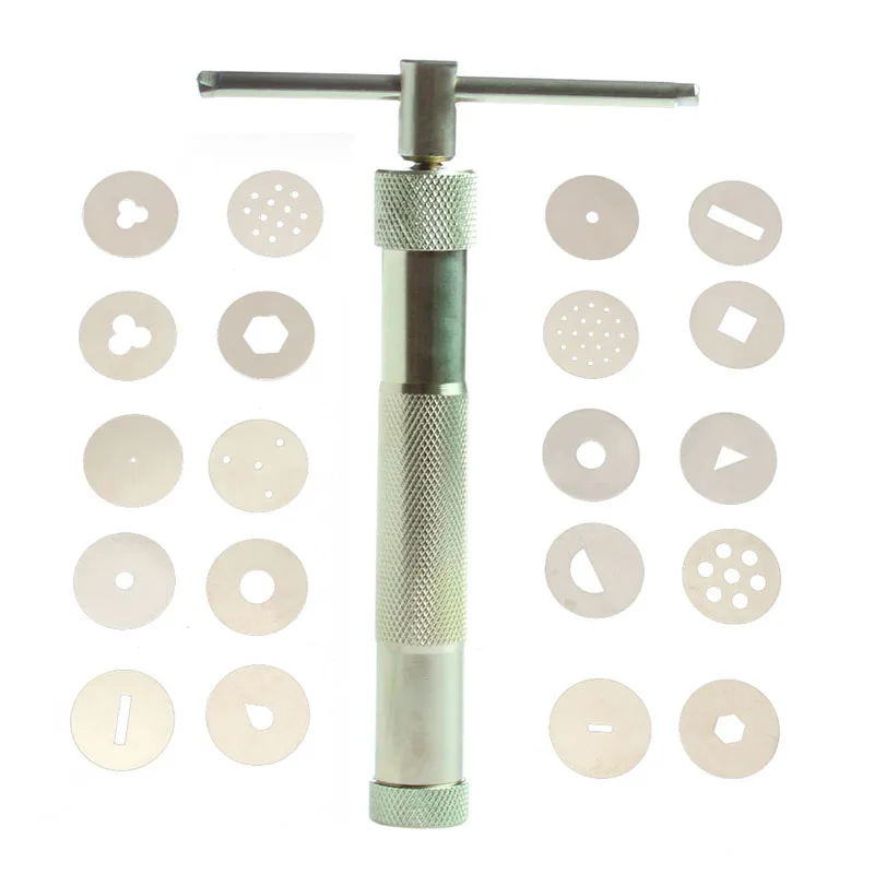 

Stainless Sugar Paste Extruder Craft with 20 Discs Sugar Craft Fondant Cake Sculpture Polymer Clay Tools W205