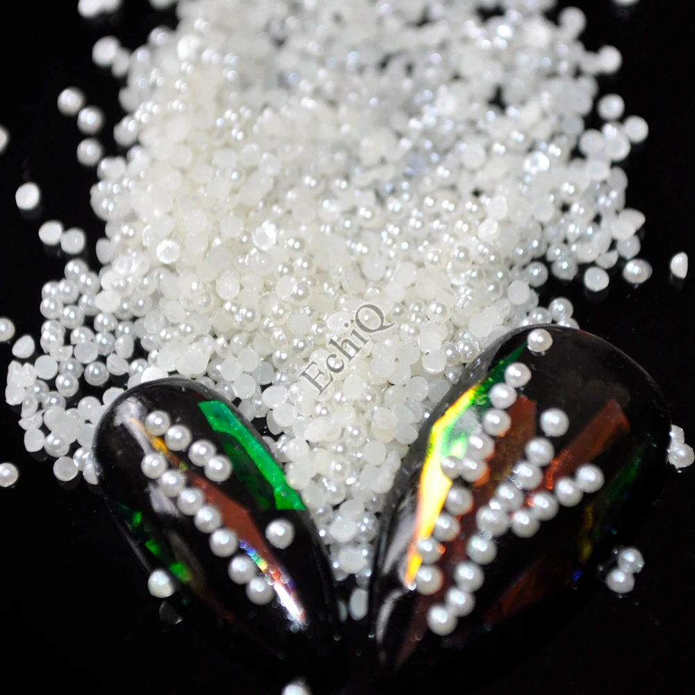 

1000pcs/bag 1.5mm Half Pearls Nail Art Decoration for Tips Acrylic ss4 Small White Off-white Gem Beads Manicure Nail Accessories