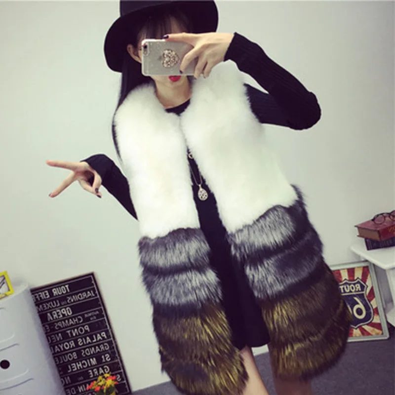 High Quality Real Fur Coat vest Fashion Genuine Rabbit Fur Overcoats Elegant Women Winter Outwear Recoon Dog Fur Jacket
