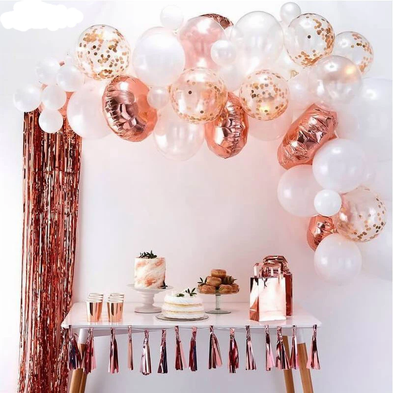 

66pcs/set Rose Gold Confetti latex balloon Round foil balloon Arch Kit Birthday wedding party decor Baby Shower Backdrop Decor