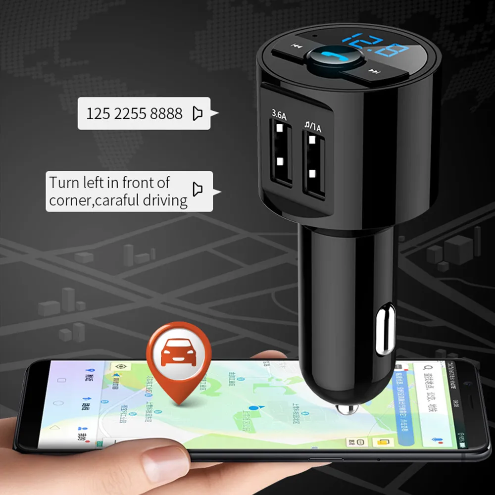 Bluetooth 4,2 версия автомобильный комплект MP3 беспроводной fm-передатчик двойной USB зарядное устройство Handsfree Поддержка открытые голосовые подсказки номер звонящего