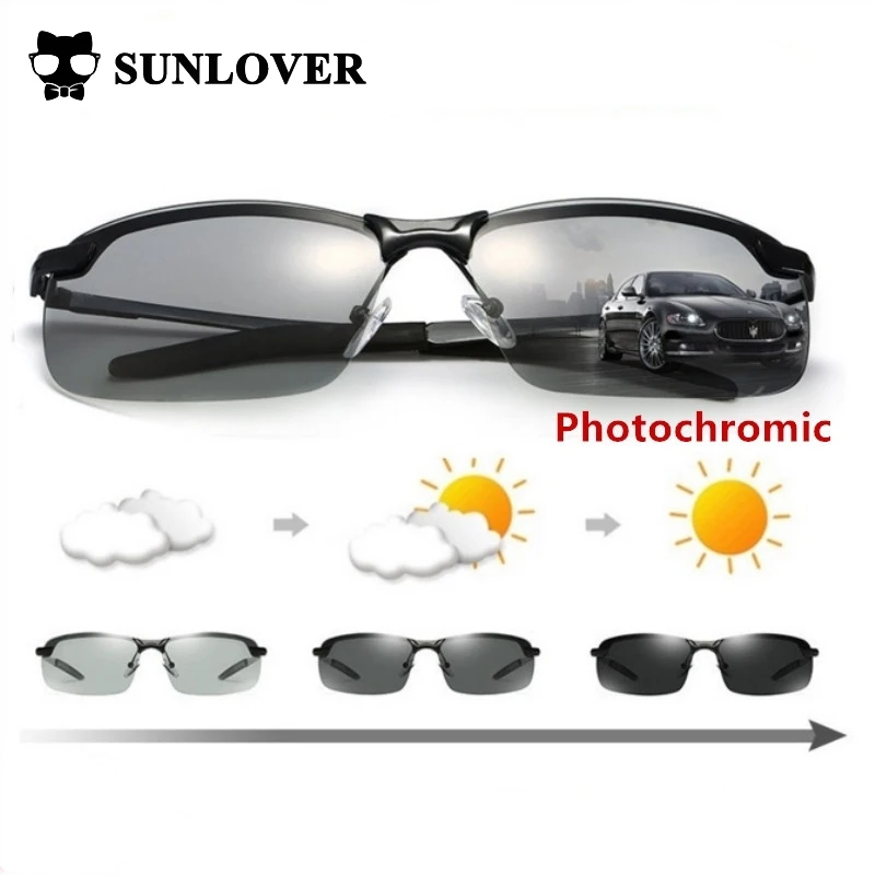 

2019 Driving Photochromic Sunglasses Men HD Polarized Chameleon Discoloration Sun Glasses Top Quality Oculos de sol Masculino