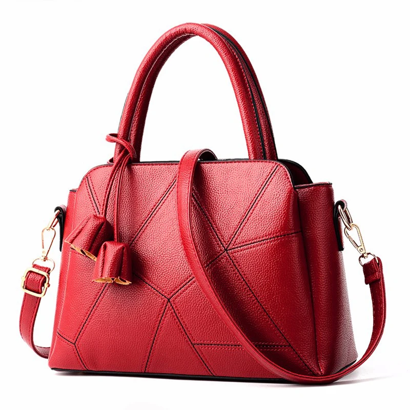 

Designer Handbags High Quality Top-Handle Bag Solid Leather Flower Handbag Lady Tote Bag Bolsas Feminina Borse Female Red Black