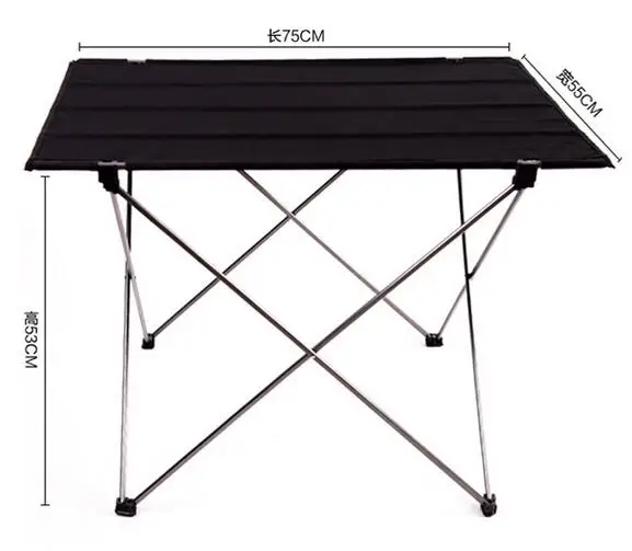 Алюминиевый сплав портативный открытый стол для пикника сад складной стол с водонепроницаемой тканью Оксфорд - Цвет: Черный