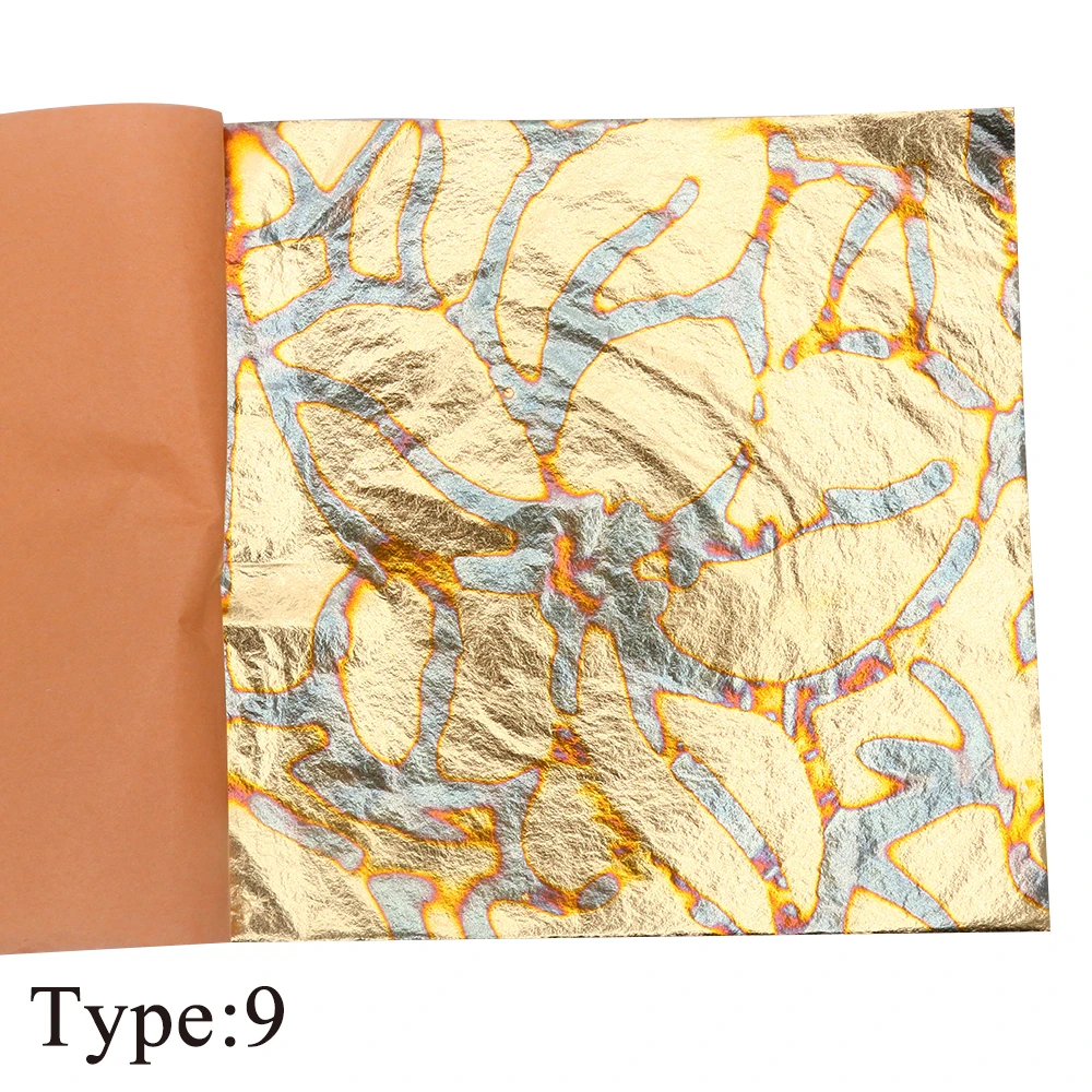

25pcs/booklet,Type9,Popular in Europe and America,2019 a new variety of colorful gold leaf,14X14cm,gilding decorative materials