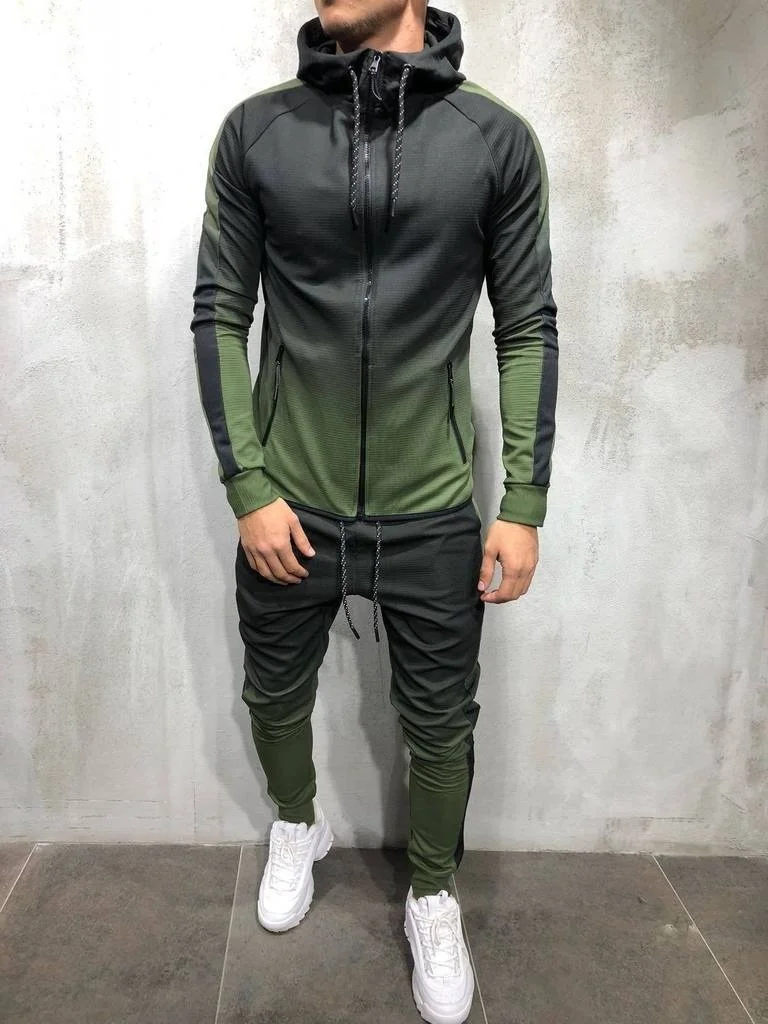 ZOGAA Мужская спортивная одежда комплект из двух предметов мужская повседневная спортивная одежда с капюшоном мужской спортивный костюм