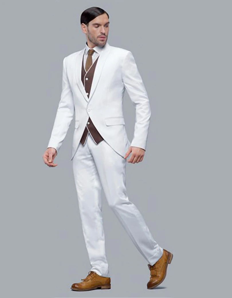 Новый Дизайн белый свадебный костюм для человека одежда жениха Смокинги для женихов дружки костюм Индивидуальный заказ человек костюм