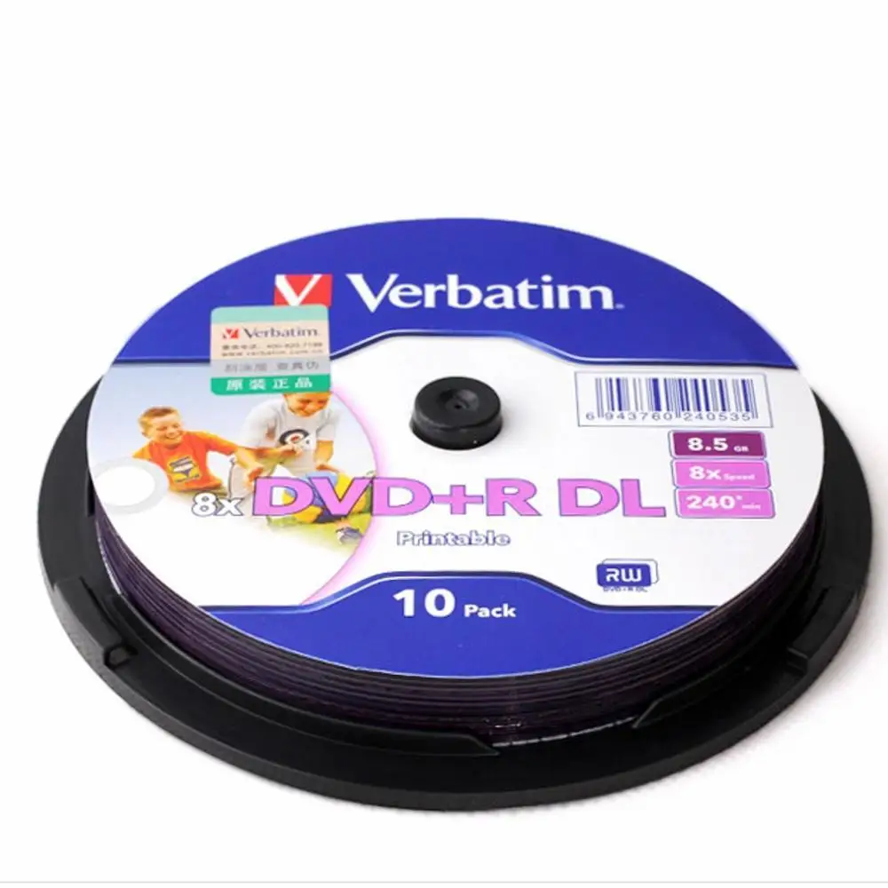 

10 Pieces For Verbatim blank printable DVD+R DL 8X Dual Layer 10 Discs DVD +R dl 8.5GB with original cake box