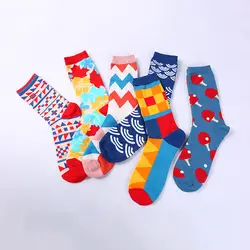 Модные Разноцветные мужские носки забавные женские носки хлопковые повседневные носки meias унисекс носки hombre divertido носки средней длины