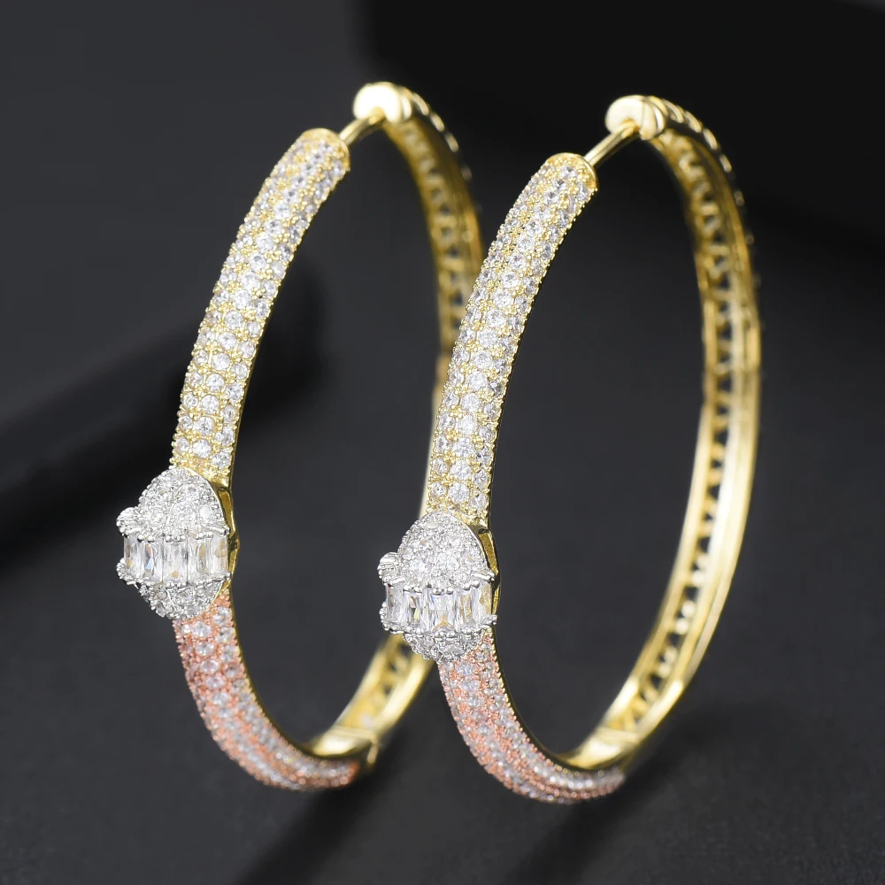 

GODKI Luxury Knot AAA Cubic Zircon Statement Big Hoop Earrings For Women Wedding DUBAI Bridal Round Circle Hoop Earrings 2018
