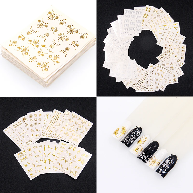 

2018 NEW 30 Sheets/Lot Gold Cat Hot 3D Designs Cute DIY Watermark Tips Nail Art Stickers Nail Decals Manicure Styling Tools