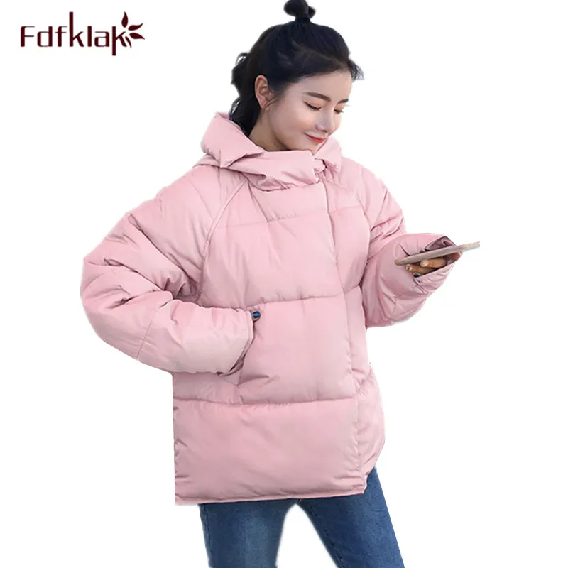 

Fdfklak New student winter coat hooded thick winter jacket women loose cotton coat down jackets woman parka jaqueta feminina
