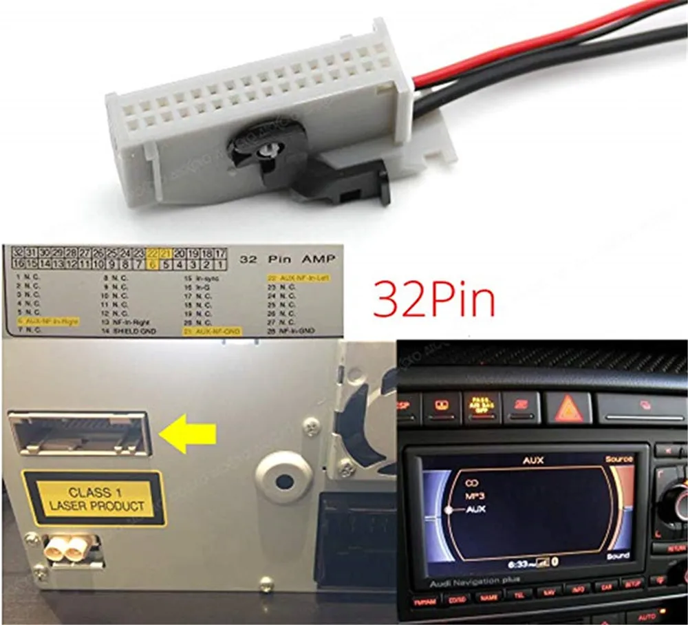 Автомобильный Bluetooth адаптер Aux аудио Aux Вход кабель аудио приемник для Audi RNS-E Навигация Плюс A8 TT R8 A3 A4 A6 32-pin