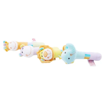 

2020 Best Sale Cute Animals High Quality Soft Plush Hand Grip Squeaky Sticks Elephant Giraffe Lion Children Gift Toy Baby Rattle