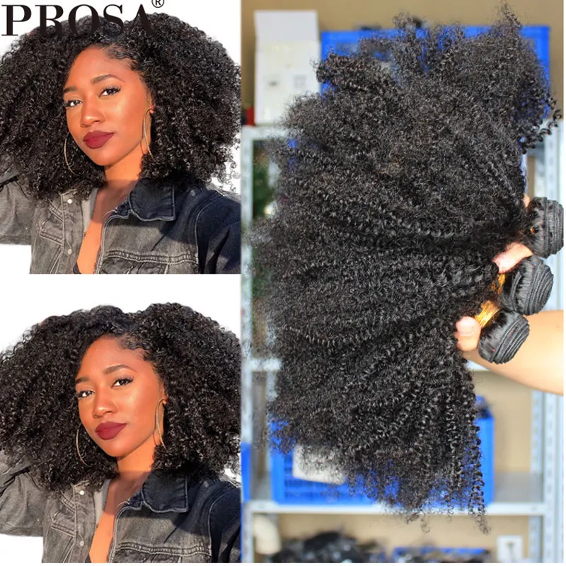 Afro Kinky Curly Hair Weave Human Hair Bundles One Pieces