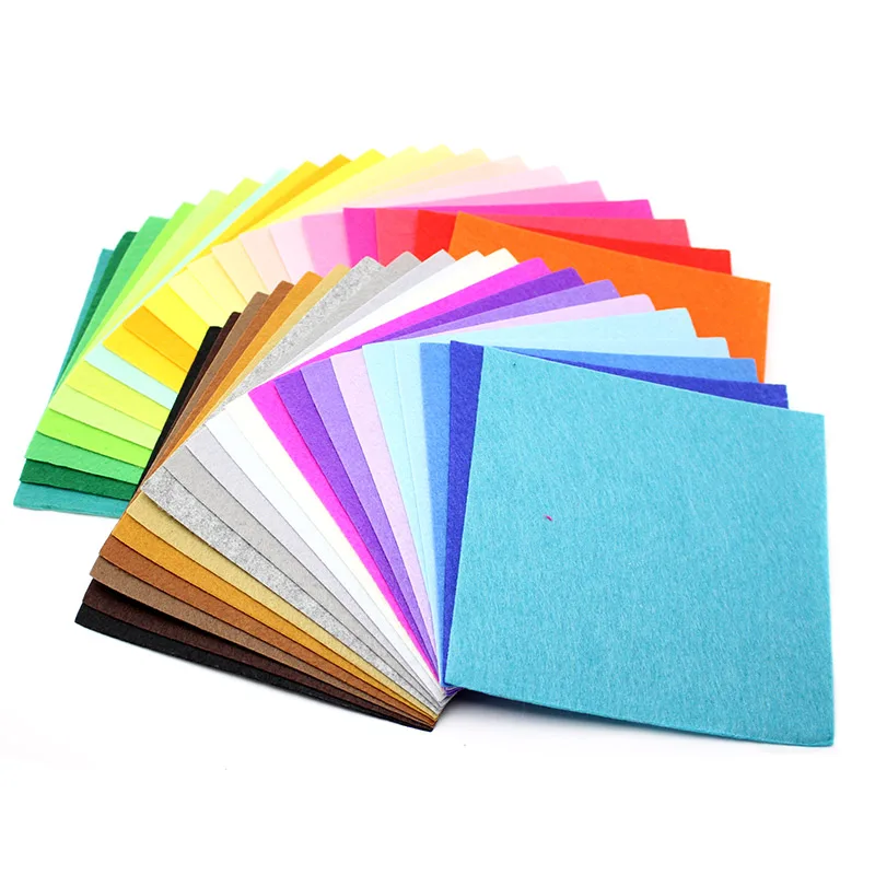 

40pcs Mixed 15x15cm Non Woven Felt Fabric 1mm Thickness Polyester Cloth Felts DIY Handcrafts For Sewing Dolls Decor LX160