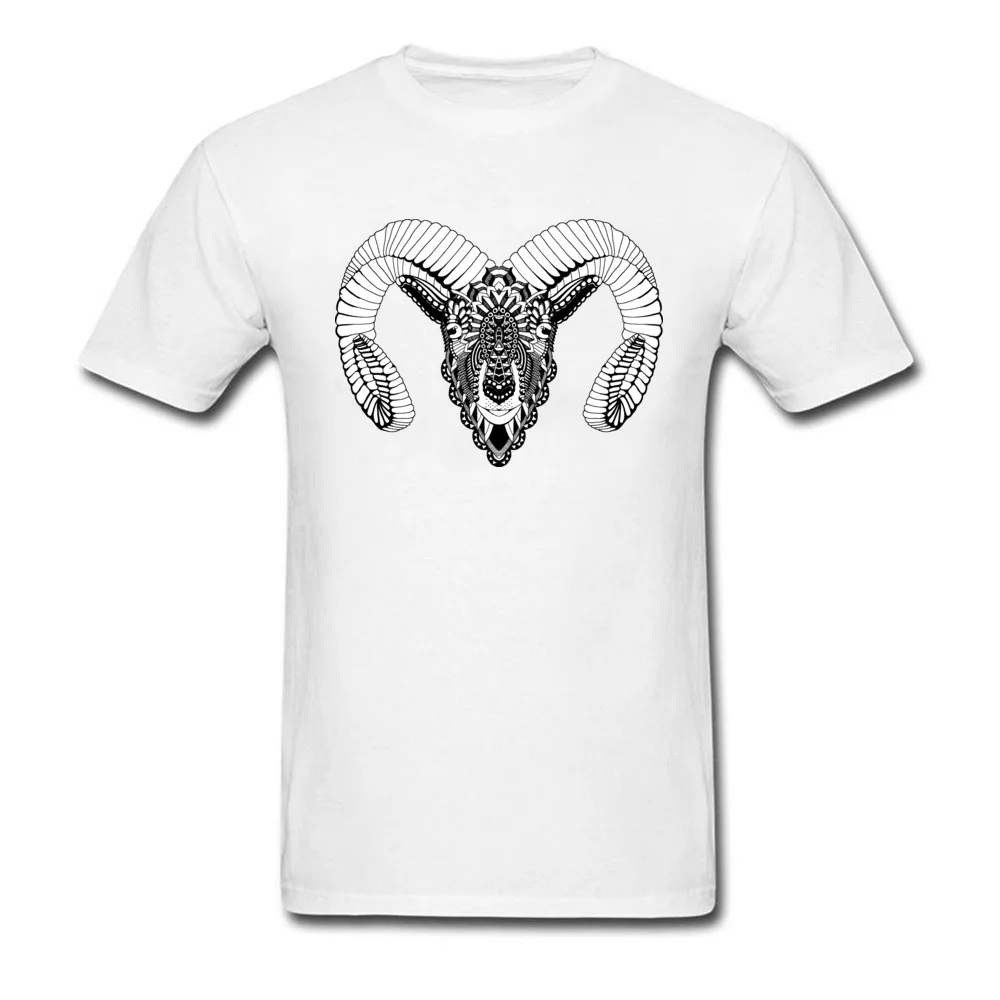 Aries with horns Simple Style Summer/Fall 100% Cotton Round Collar Men's Tops Shirts Design Tshirts Funky Short Sleeve T-shirts Aries with horns white