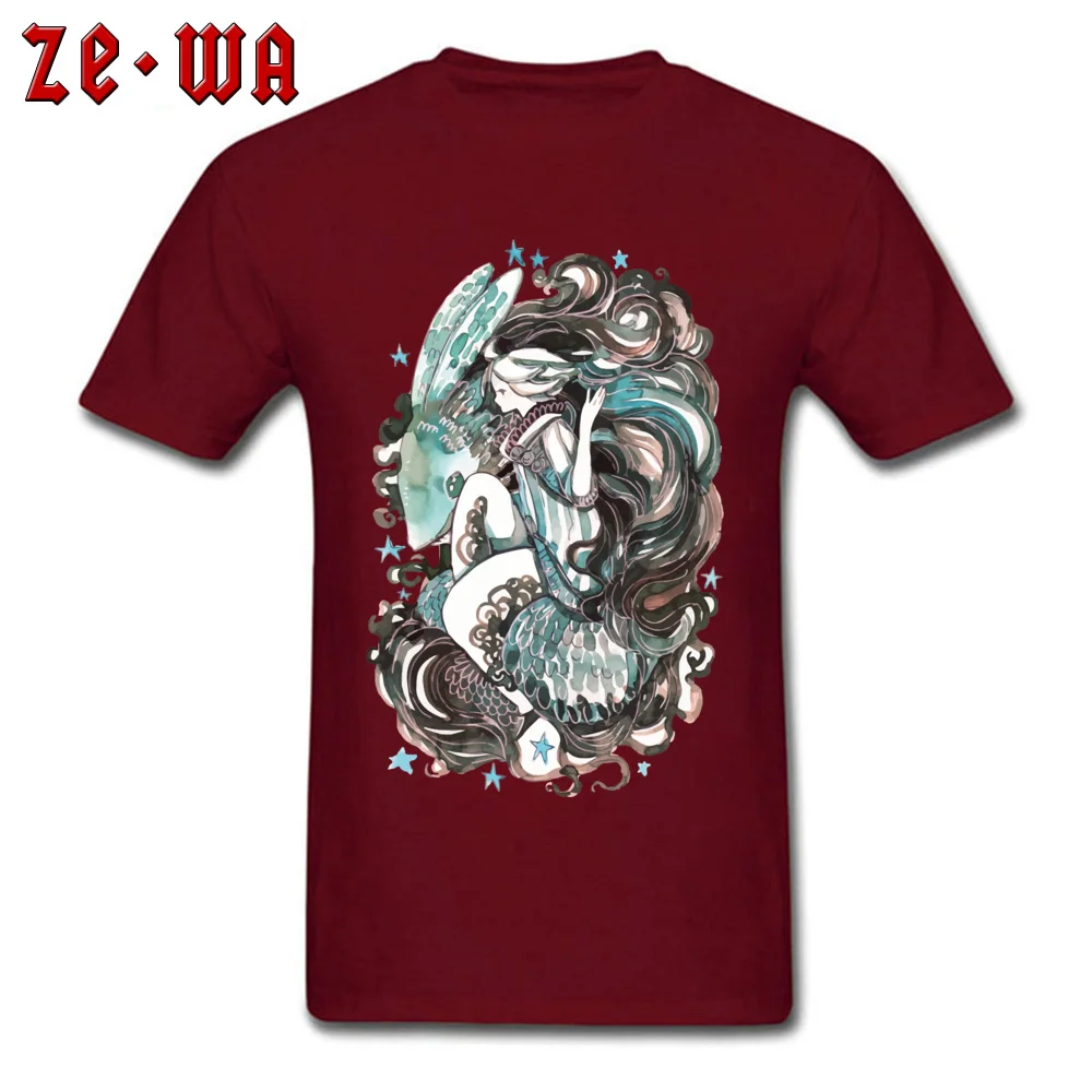 Summer fly fish and girl Gift Short Sleeve Summer T Shirt Rife Round Neck Pure Cotton Tees Man Top T-shirts Drop Shipping fly fish and girl maroon