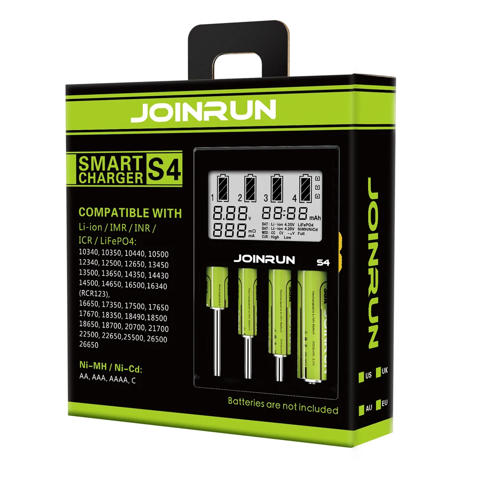 Зарядное устройство Joinrun S4 18650 с ЖК дисплеем умное зарядное Li Ion для аккумуляторов