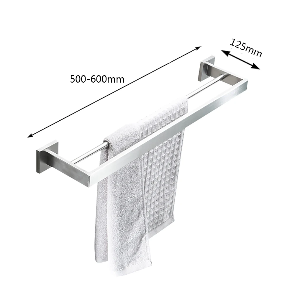 AUSWIND полированного серебра двойной Полотенца Bar 304 Нержавеющая сталь Полотенца стойки квадратное основание настенный Полотенца Род Ванная оборудования