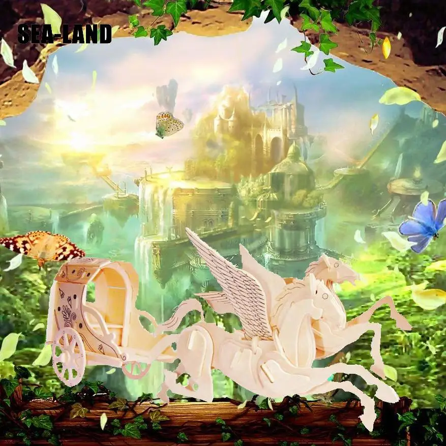 

3D Diy Wooden Puzzles Games Toys For Children Flying Horse Educational Montessori Toy Challenge Wisdom Hobby Gift Also For Adult
