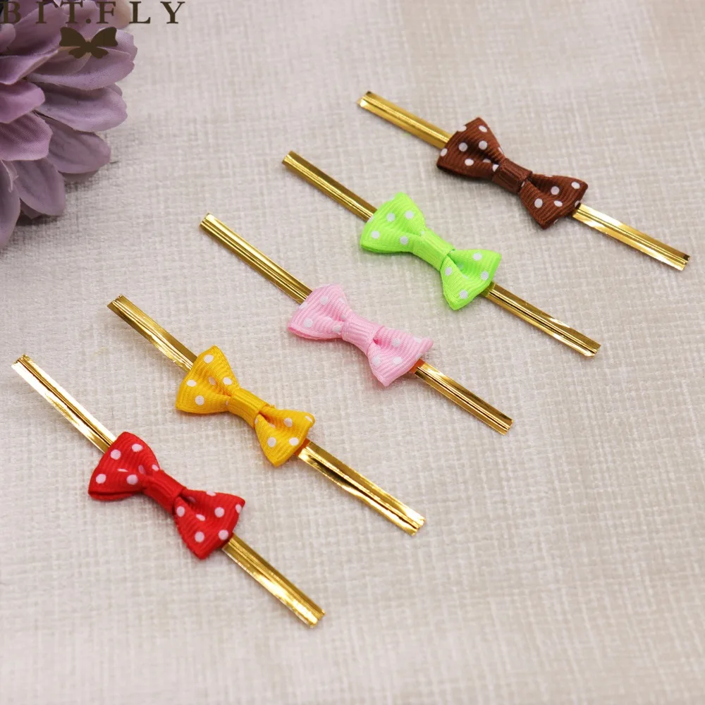 

50PCSDot Bowknot Metallic Twist Ties Polka Ties Wire for Bakery Candy Bag Gifts Wrapping DIY Decoration Wedding Party supplies