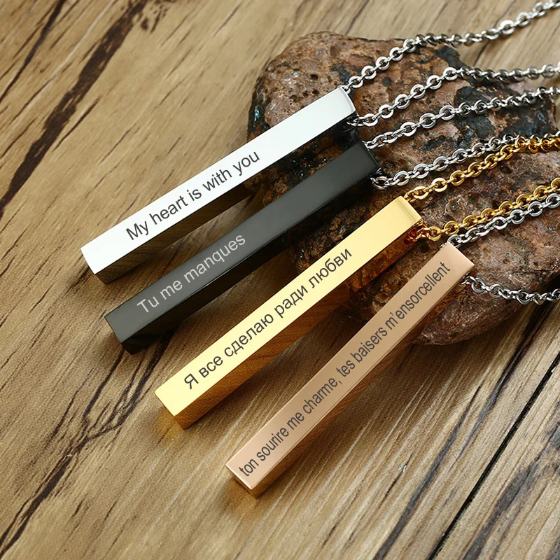 

Vnox Square Bar Personalized Custom Name Necklace Women Jewelry Russian French 100 Language
