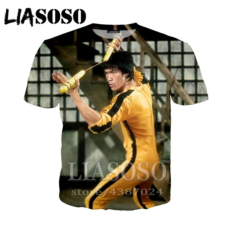 

LIASOSO fashion t-shirt 3D Men/women Bruce Lee kung fu funny print streetwear t shirt Harajuku Shirts anime Short Sleeve E26