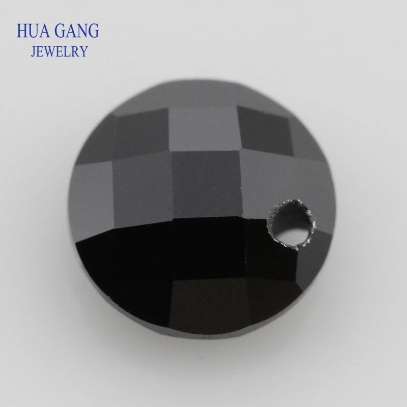 

Single Hole AAAAA Round Brilliant Black Double Checkboard Cubic Zirconia Stone For Jewerly Making 3-14mm High Quality