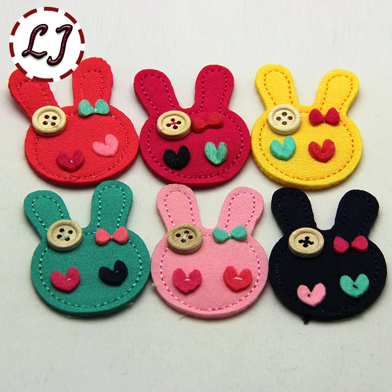 

2015 fashion Free shipping lovely cartoon wood rabbit patches Embroidered sew-On Patch Cloth paste for child clothes bag pants
