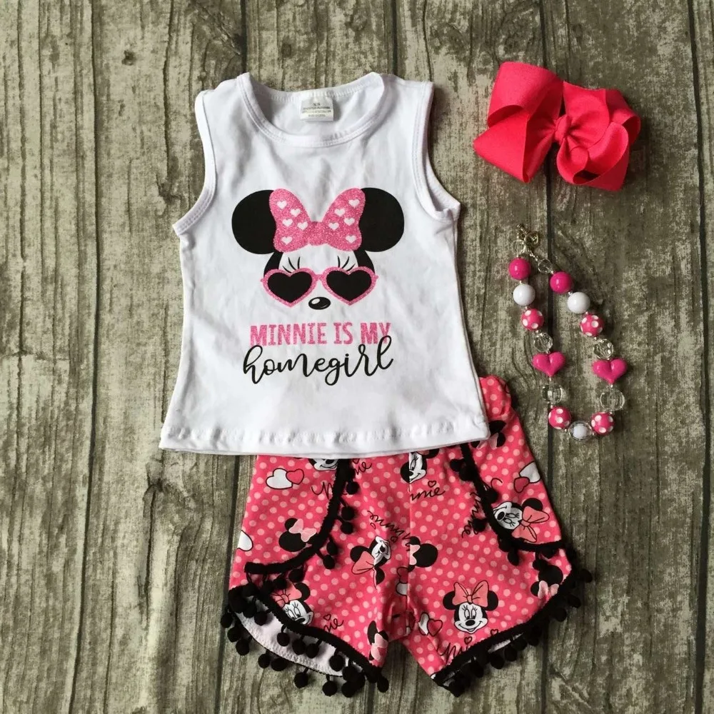 baby girls minnie shorts set children minnie is my home girl clothing children summer minnie outfits
