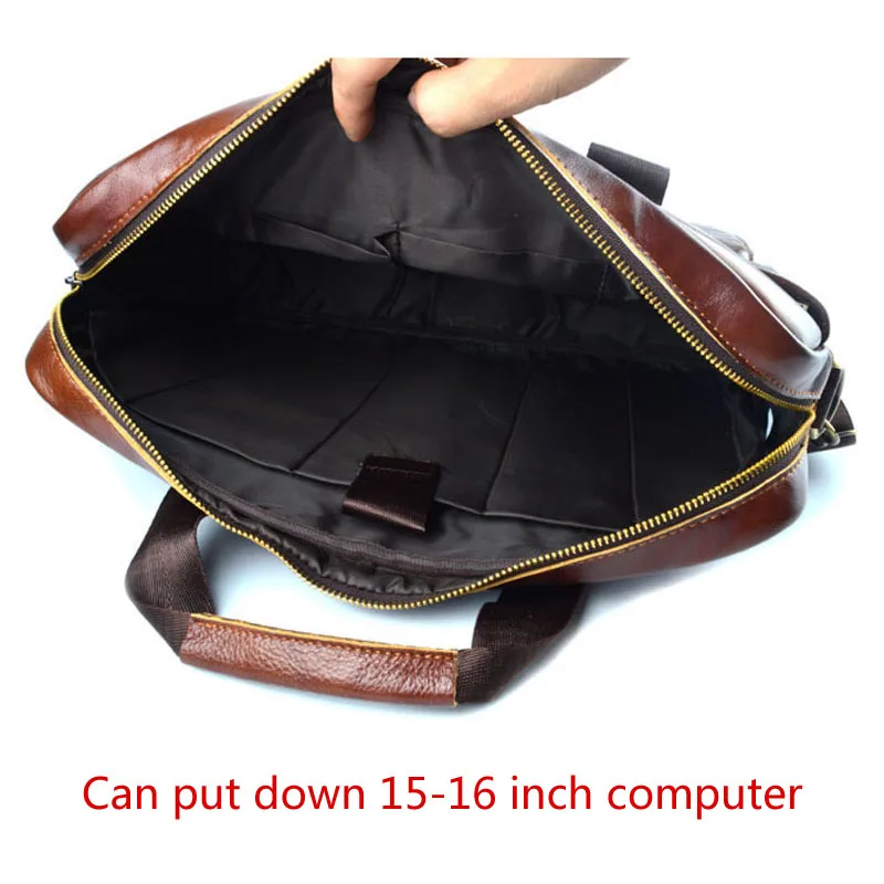 AETOO Genuine Leather genuine leather laptop bag Handbags Cowhide Men Crossbody Bag Men's Travel brown leather briefcase