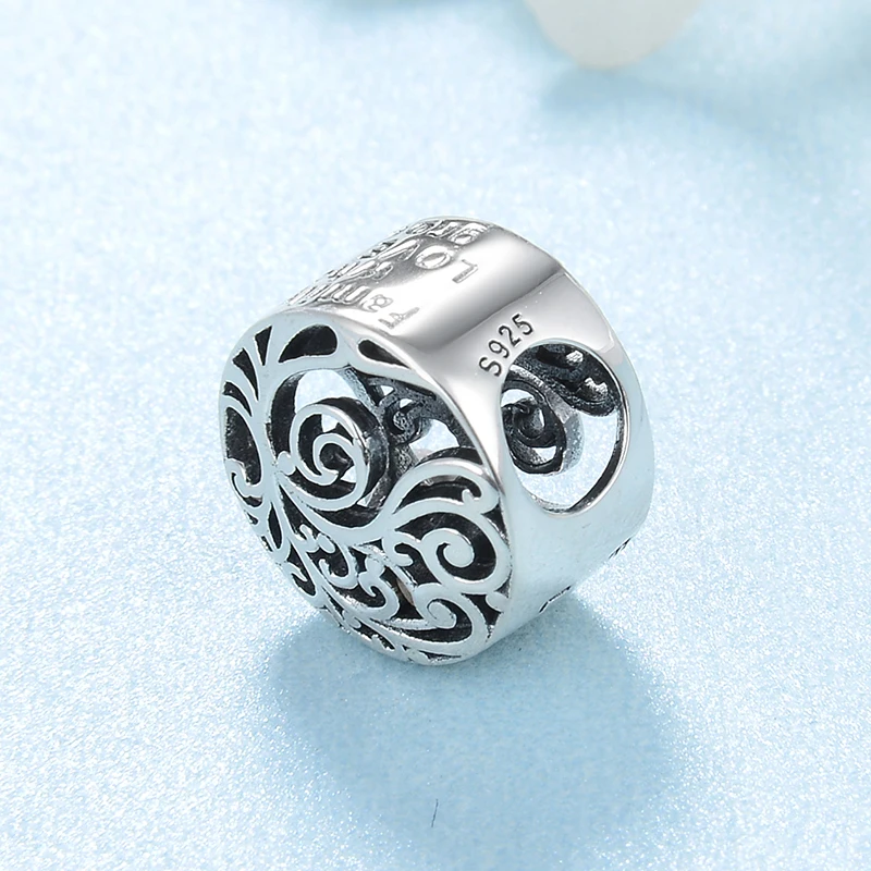 Hollow out Family is where love grows 925 Sterling Silver charm BeadsFit Original Charms Pandora Bracelet Jewelry making