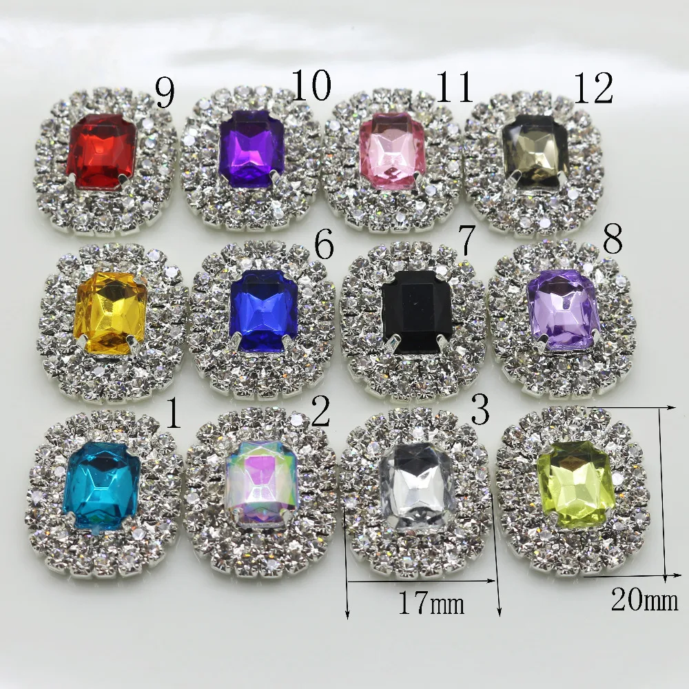 

2017 10PC oval Fashion colorful Artificial crystal rhinestone Metal button For Wedding invitations clothing decorate button