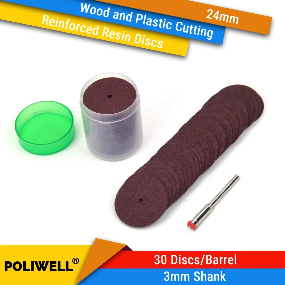 

30 Pcs Discs + 1Pc 3mm Shank 24mm Reinforced Resin Cut Off Wheels Abrasive Cutting Disc Set for Wood and Plastic Rotary Tools