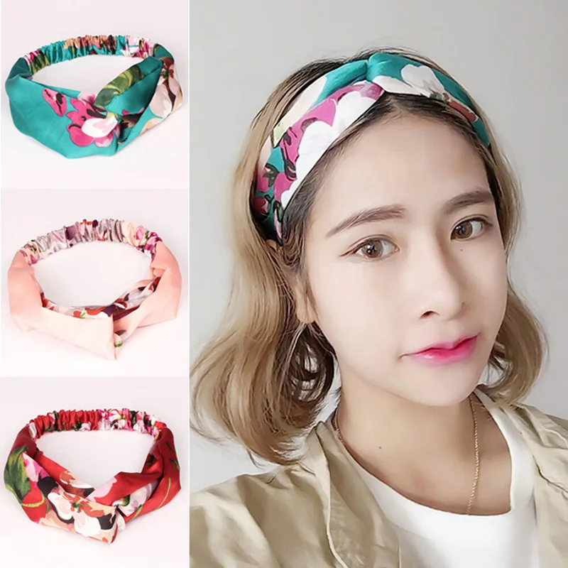 Fabric Flowers Hair Ties headbands for Girls Elastic headbands Women