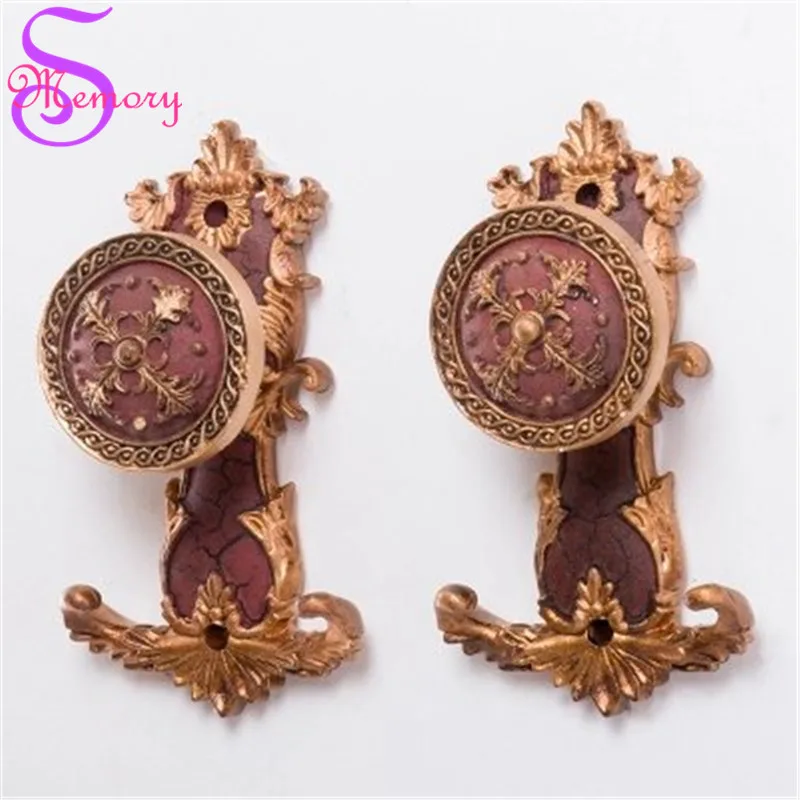 Floral Wall Hooks Curtain Tie Back Ball Tieback Holders Hat Coat Robe