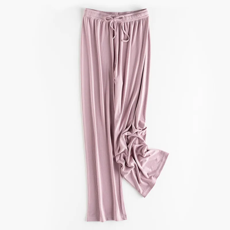 Летние женские свободные длинные драггл широкие брюки эластичные с высокой талией повседневные штаны с завязкой драпировка на ощупь - Цвет: Sakura