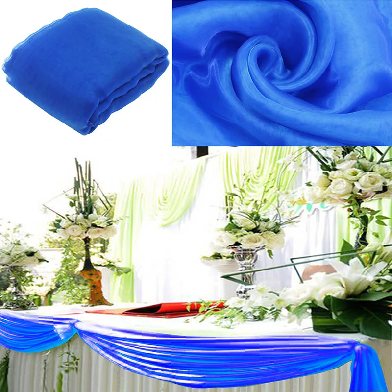 Органза 5 м x 1,35 м прозрачная ткань Swag Свадебная вечеринка шторы фон занавес Стенд украшение арки фотобудка фон 32 цвета - Цвет: Royal blue