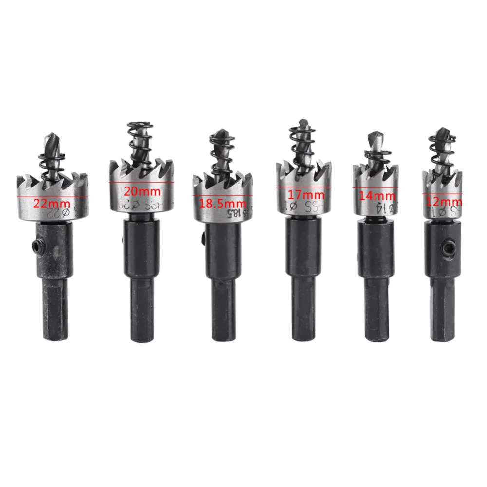 Cortador de Broca da Torção de Alta Ferramentas de Poder Conjunto Buraco Saw Precisão Definir 6 Pcs 12mm-22mm Hss