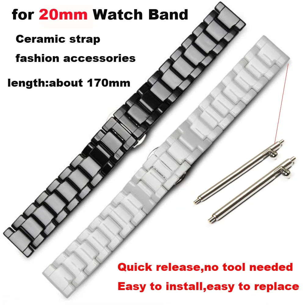 

20mm Bracelet Strap For Xiaomi Huami Amazfit Bip Ceramic Watch Band For Garmin Vivoactive 20mm Width Pulsera Correa For Samsung