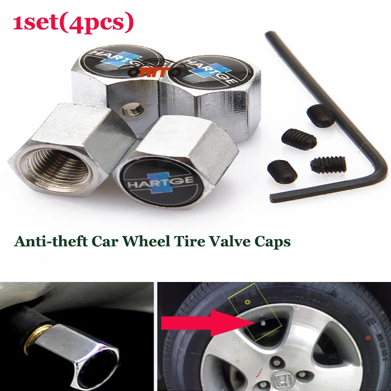 1set auto wheel tire valve cover Anti theft Metal car wheel valve stem