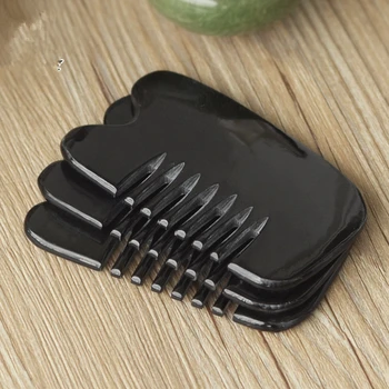 

1PC Exquisite Horn Massage Comb Round Health Massage Comb Black Horn Comb G0412