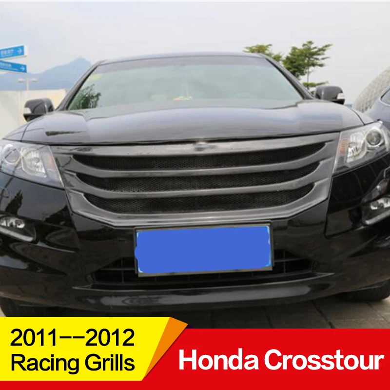 Используется для Honda Crosstour Racing Grills 2011-12Year carbon fiber Refitt Передняя Центральная гоночная решетка крышка аксессуары без логотипа автомобиля