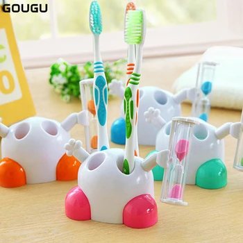 

Ceative Toothbrush Rack Holder with Sand Timer 3 Minutes Hourglass Clock Countdown Timer Bathroom Tool For Kids Gift 1 PC