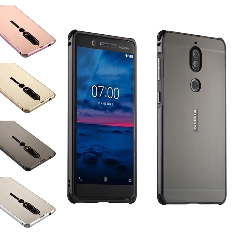 

For 2018 Nokia 6 Brushed Back Cover Hard Case with Plating Metal Frame Case for Nokia 6 2018 Cover Nokia6 phone bags 5.5''