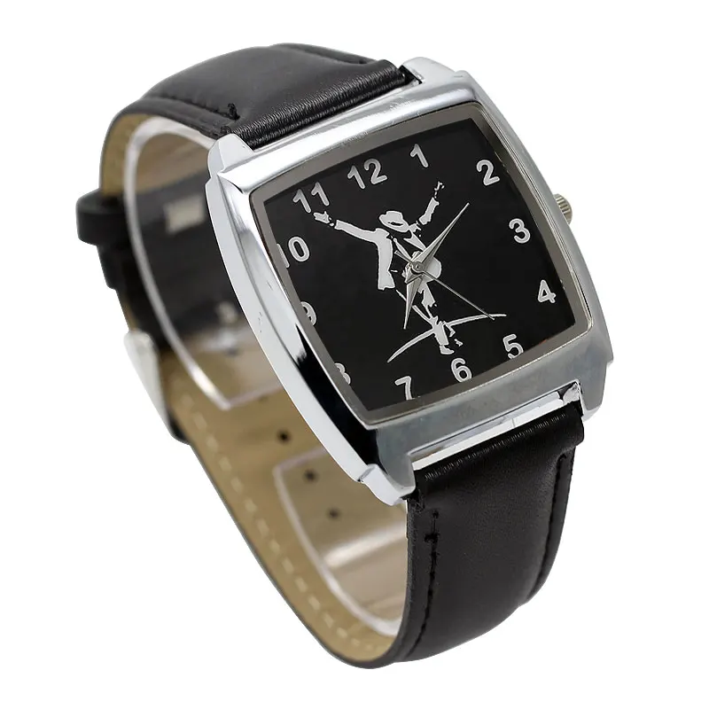 

Black Kids Watches Michael Joseph Jackson Singer Cartoon Children Watch Leather Child Students Girl Boy Clock Quartz Wristwatch