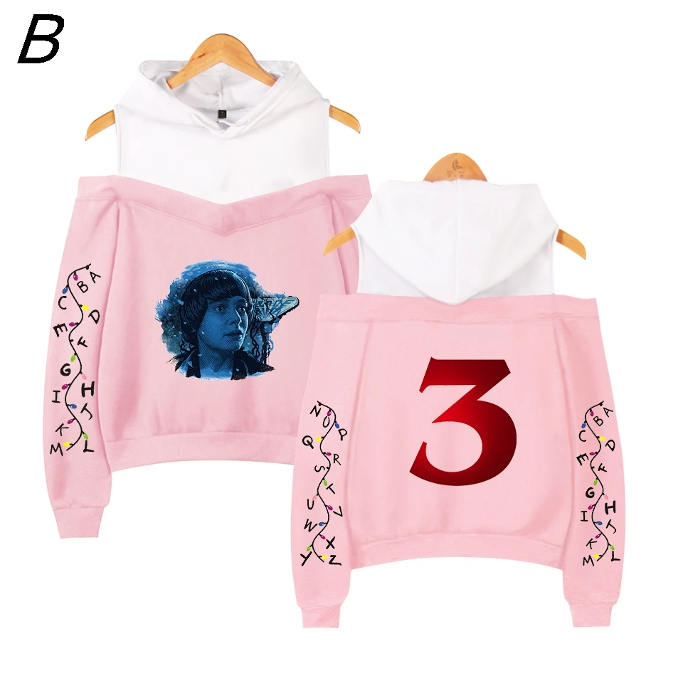 

Stranger Things 3 Pink Demogorgon Hoodies Sweatshirt Vrouwen Cosplay Fans Gedrukt Printed Maten Voor Casual Fleece Sweatshirt